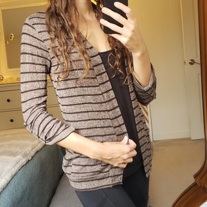 Brown and Black Striped Cardigan